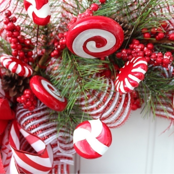 Candy Cane Christmas Wreath for Front Door - Picture 2 of 9